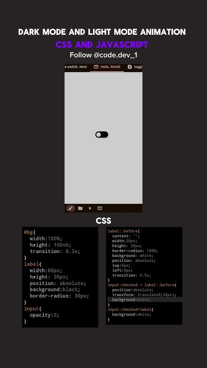 Dark Mode and Light Mode Animation Using CSS and JavaScript#html#css# ...