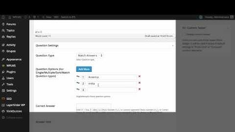 WPLMS Match answers Question type