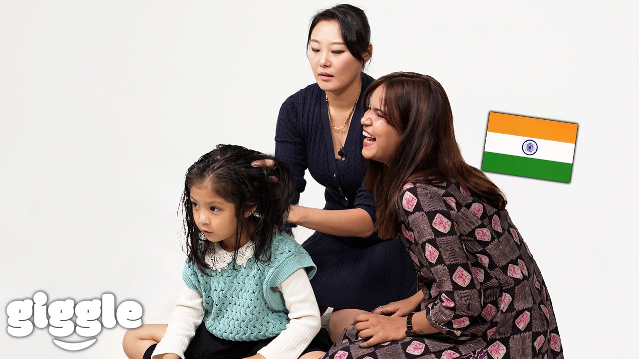 Korean Mom Tries Hair Oiling For Her Half-Indian Daughter For the First Time!