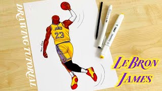 How to draw LeBron James dunking / LA Lakers How to draw LeBron James dunking / LA Lakers