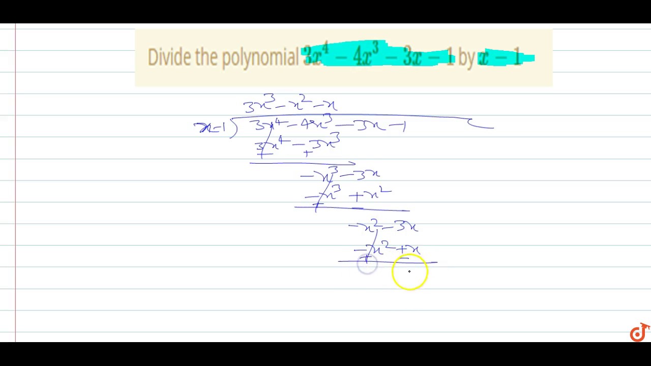 Divide The Polynomial 3x 4 4x 3 3x 1 By X 1 Youtube