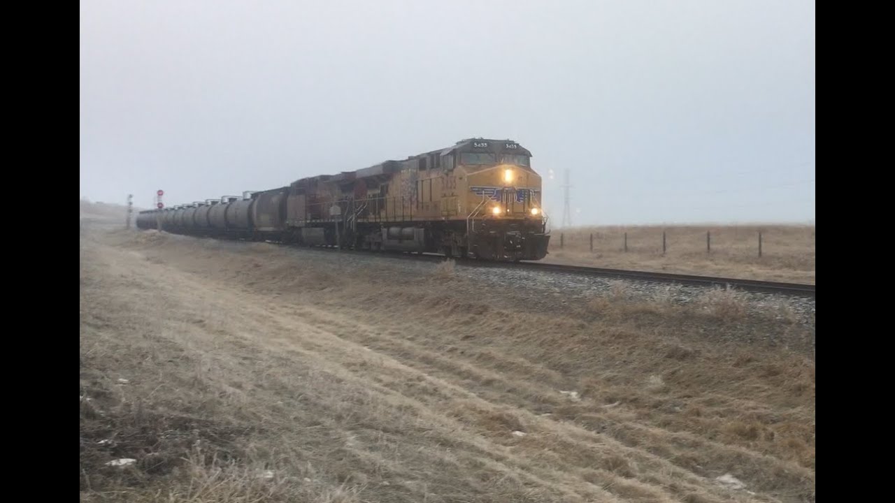 RARE! FPAB! Duel Union Pacific on CP 569 - UP 5455 Leads CP 569 at Calgary