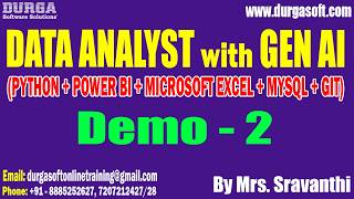 DATA ANALYST with GEN AI tutorials || Demo - 2 || by Mrs. Sravanthi On 06-08-2026 @9:30PM (IST)