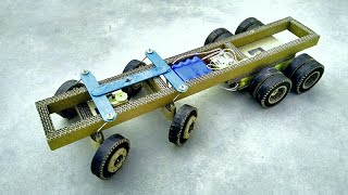 How To Make RC 12 Wheeler Chassis With Dynamic Steering From Cardboard At Home