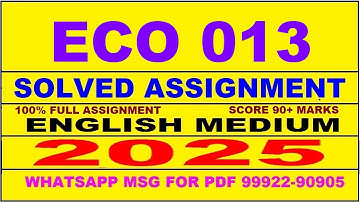 ECO 13 solved assignment 2025 | ECO 13 solved assignment in english 2025 | ECO 13 2024-25