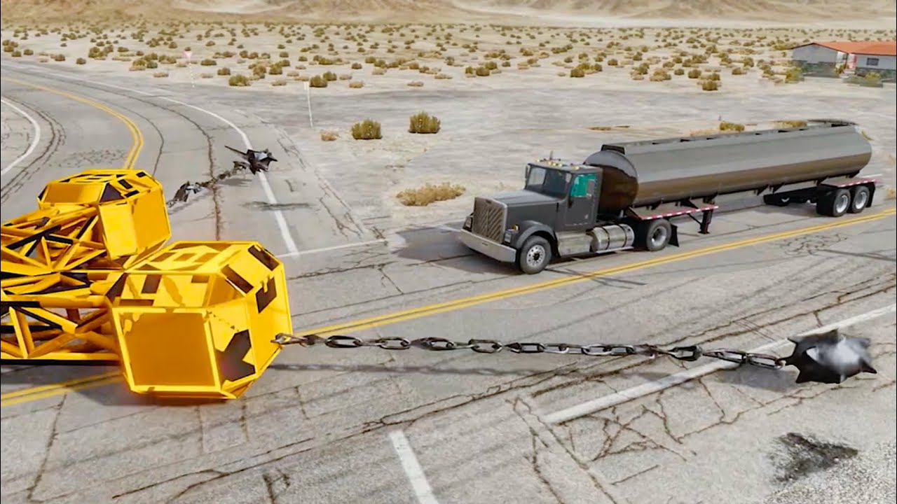 Cars vs a Giant Spinner in BeamNG Drive!