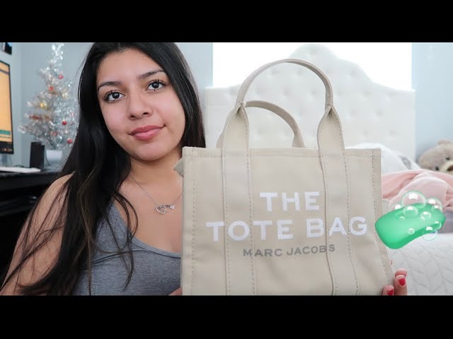 The Small Tote Bag of Marc Jacobs - Black canvas bag decorated with studs  and covered with paint for women