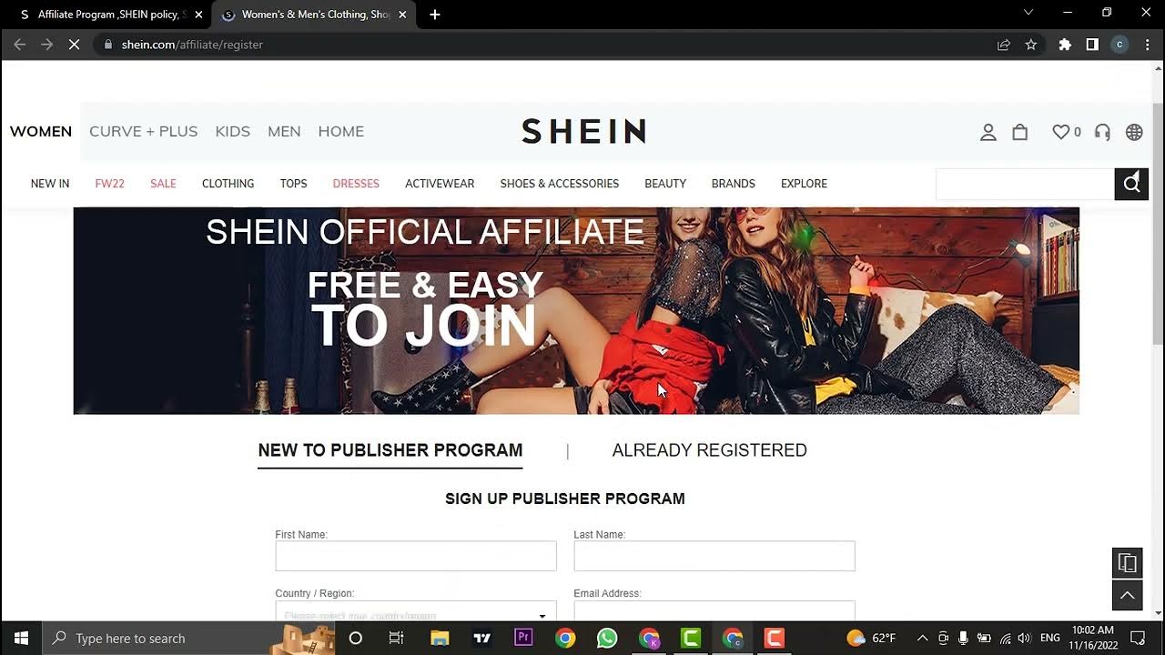 How to Sign Up as in Shein Affiliate Account Shein Affiliate Program YouTube