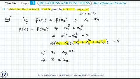 Q5 Misc Ex Ch 1 R&F XII Maths Show that the function f : R → R given by f (x) = x3   is injective
