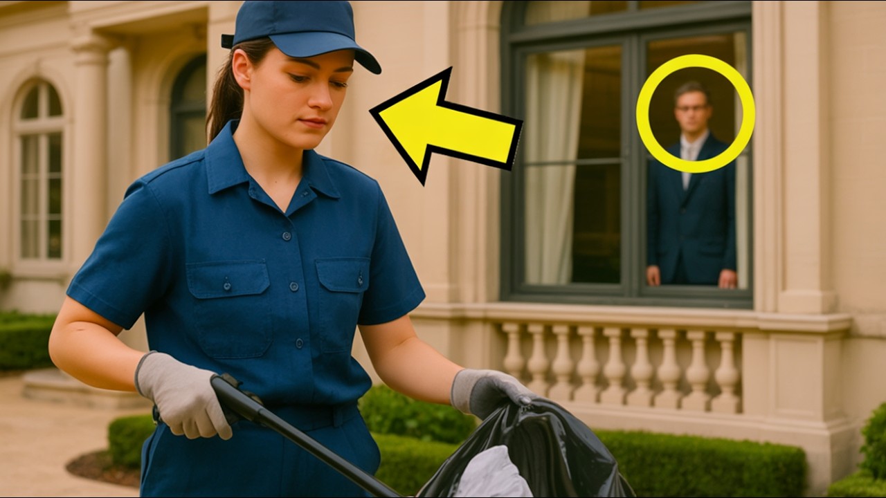 КРАСИВА ЧИСТАЧКА СЪБИРАШЕ БОКЛУКА ОТ ИМЕНИЕТО… БЕЗ ДА ЗАБЕЛЕЖИ БОГАТИЯ СОБСТВЕНИК НА ПРОЗОРЕЦА