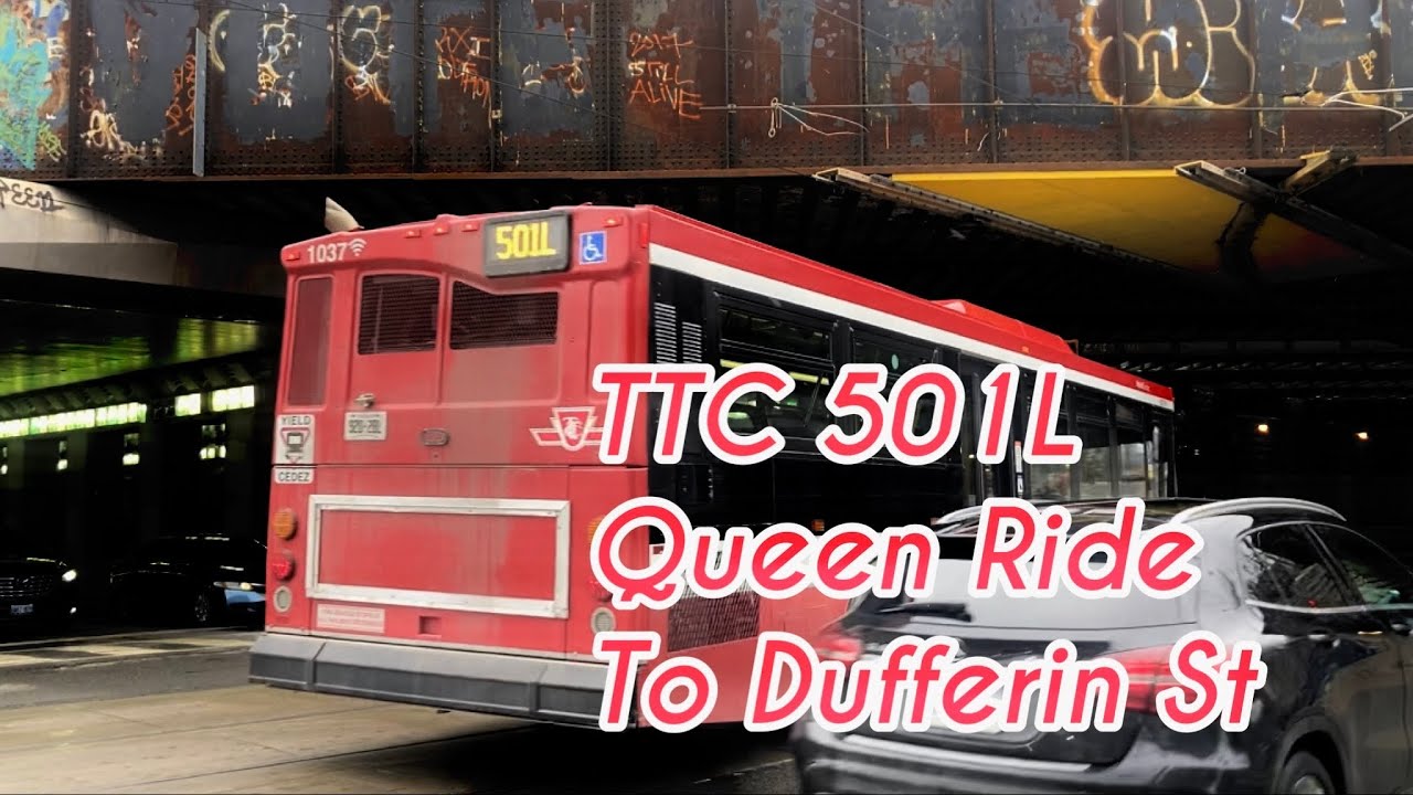 TTC Toronto 501L Queen to Dufferin Short Ride 1037 (2006 Orion VII HEV