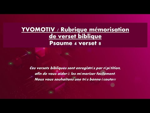 Verset biblique à mémoriser - Psaume 4 v 8