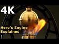 4K | Hero's Engine Explained (Aeolipile, Ancient Steam Turbine) | Live Steam