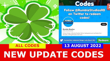 NEW UPDATE CODES [🍀3X LUCK + 2x SHINY🌟] ALL CODES! Mining Simulator 2 ROBLOX | AUGUST 13, 2022