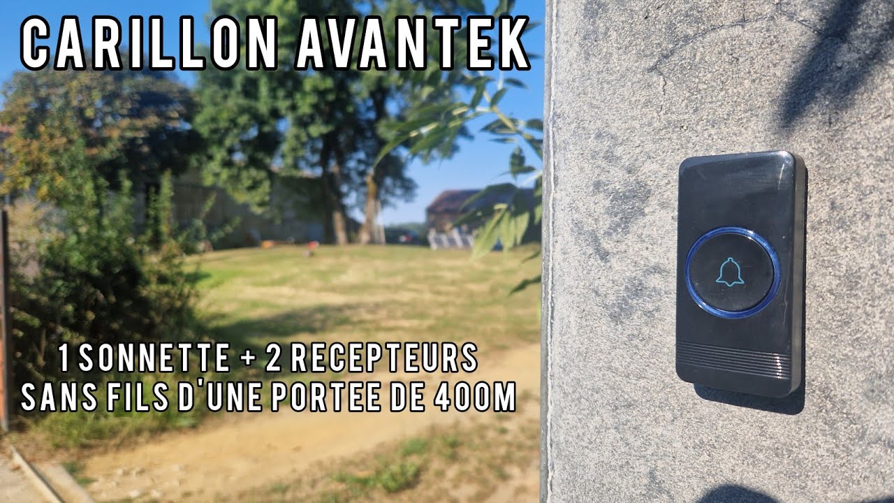 Sonnette sans Fil, 400M Sonnette de Porte IP55 Étanche Carillon  Electronique, Kit de Carillon avec Récepteurs