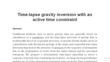 Time lapse gravity inversion with an active time constraint