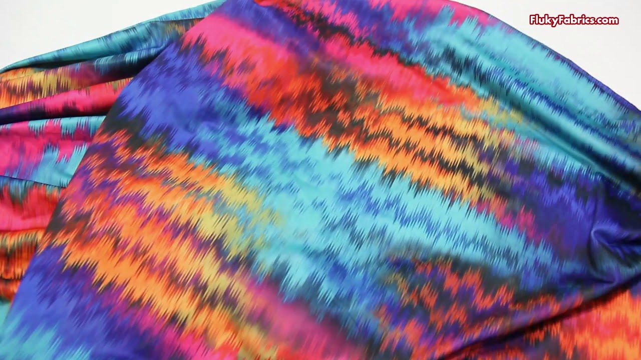Multicolor Abstract Shockwaves Print Nylon Spandex Swimsuit Fabric