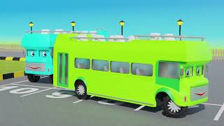 Ten Little Buses - From Wheels On The Bus | Nursery Rhymes for Kids and Babies | Colorful Buses