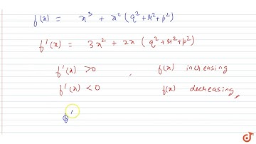 If p, q, r be real, then the intervals in which, `f(x)=|(x+p^2,pq,pr),(pq,x+q^2,qr),(pr,qr,x+r^...