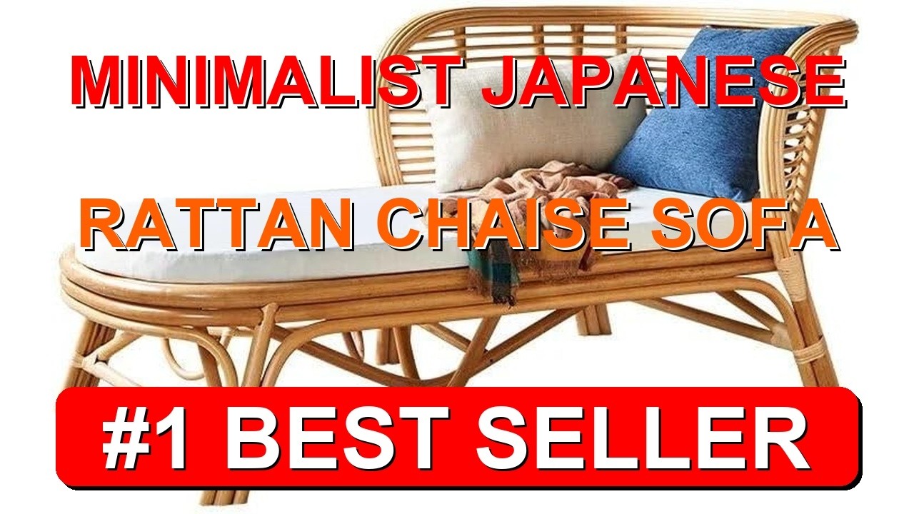 Minimalist Japanese Rattan Chaise Sofa Bed  Artistic Living Room Furniture - B0CQ1YHMFK