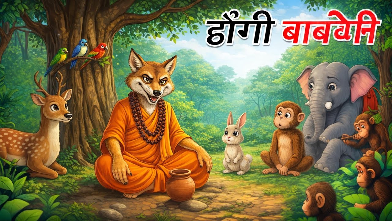 मांसाहारी ढोंगी बाबा |  सियार की चालाकी | Hindi moral story | emotional jangle story | Toon kahani
