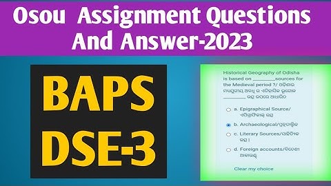BAPS DSE-3 All Assignment Questions And Answer #osou #knowledge_for_all #osou_assingment_answer