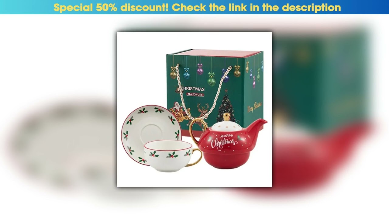 Unboxing Christmas Ceramic Coffee Pot and Cup Plate Creative Porcelain Tea Set with Gift Box Househ