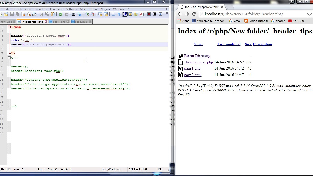 66. How to use header function in PHP part 1 - YouTube