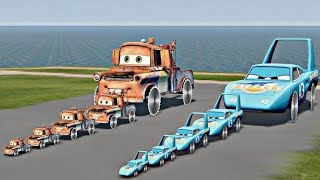 flatbed Trailer Truck Rescue - Cars vs Rails - Speed Bumps - BeamNG.Drive