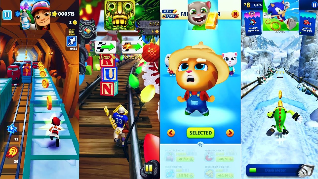 Temple Run 2,Tom Gold Run, Subway Surfers, Sonic Dash Max Level Gameplay ( iOS Android Walkthrough )