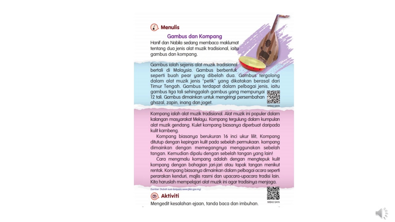 Bm Tahun 3 Gambus Dan Kompang Mengedit Kesalahan Ejaan Tanda Baca Dan Imbuhan Penulisan Youtube