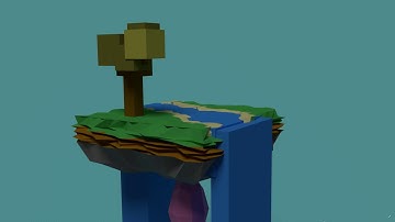 Blender: A time-lapse of creating a low poly floating island