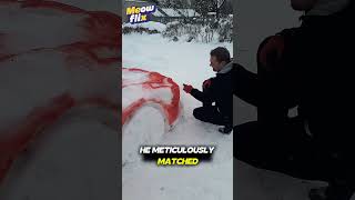🚗❄️ He Built a Ferrari Out of SNOW! 😱 #funny #meowflix