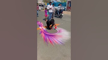 Rangoli road design || Most easy way || 7397810440 || #roadrangoli #pratik21artist #shorts #spread