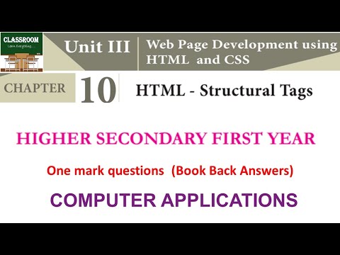 11th computer application chapter 10 HTML Structural tags bookback answers