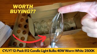 Worth It CYLYT 12 Pack E12 Candle Light Bulbs 40W Warm White 2500K