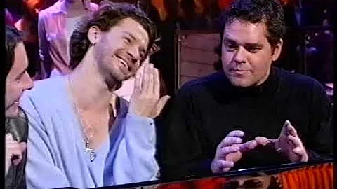 Michael Hutchence and Andrew Farriss of INXS inter...