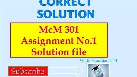 McM 301 Assignment solution 2020