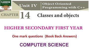 11th computer science chapter 14 Introduction to OOPs classes and objects one mark questions and ans