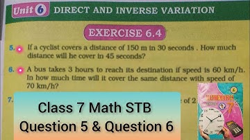 unit 6 Direct and inverse variation Exercise 6.4 Question 5 & Question 6 |Class 7 Math STB