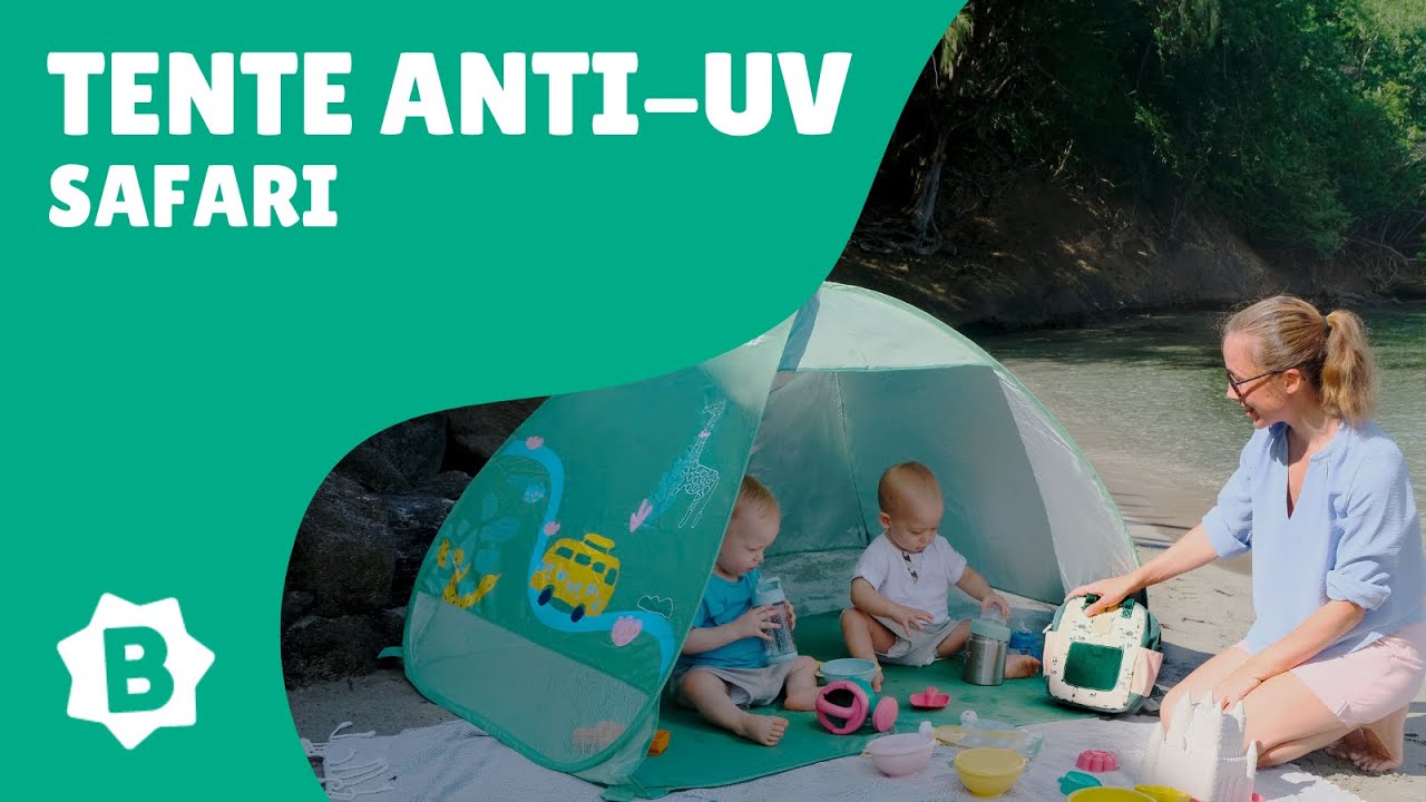 Tente Anti-UV Bébé Badabulle - Grande Tente Plage Pop-Up FPS 50+ - Vert Safari