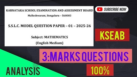 Karnataka board SSLC model question paper -1 2025-26 maths  analysis MCQ and 3 marks questions.