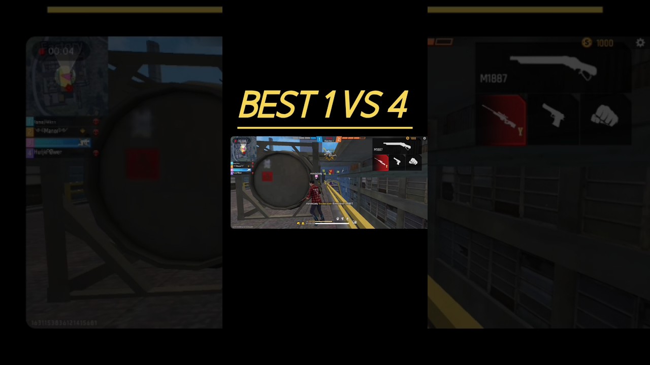 Best 1 vs 4 . In Last Zone in free fire .  