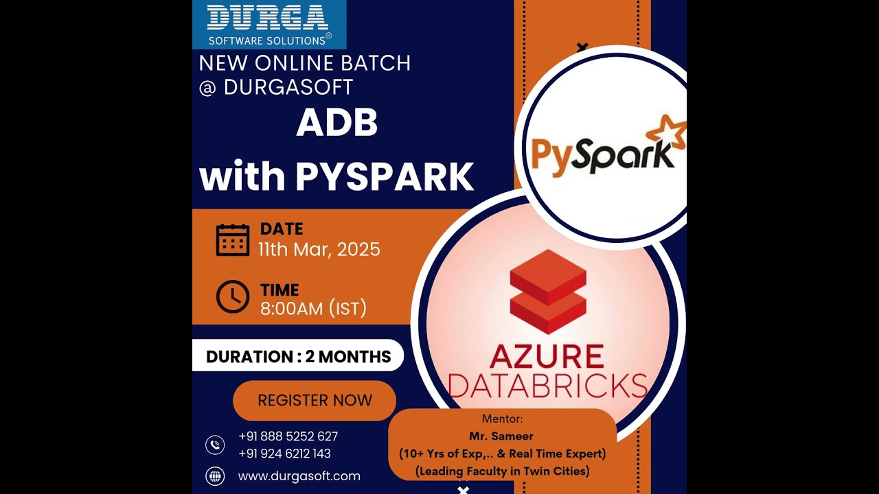 🔥 Learn ADB with PySpark | Azure Databricks Training | New Batch from 11th March 2025 | DurgaSoft 🚀