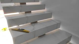 escada vazada em porcelanato em processo de instalação faça sem medo de errar linda e fácil de fazer