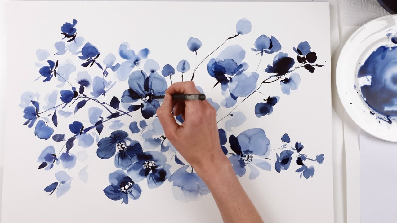 Blue flowers : r/Watercolor