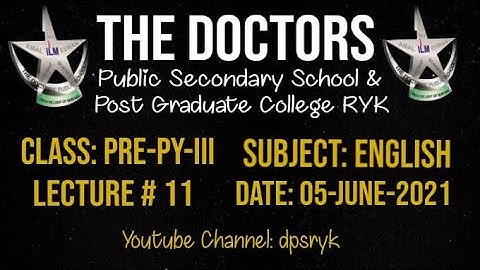 Class Pre-Py-3 English Lecture # 11 [05-June-2021] dpsryk