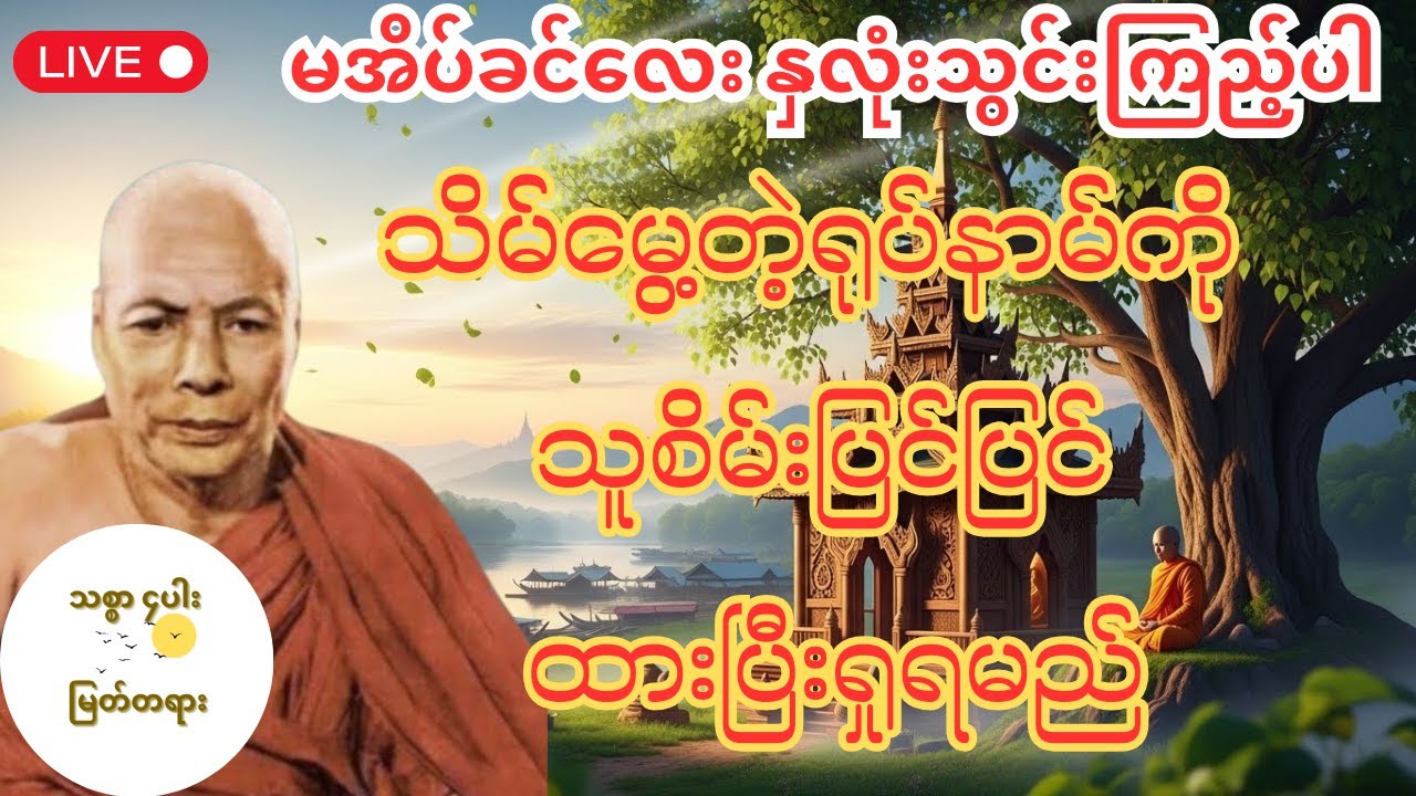 သိမ်မွေ့တဲ့ရုပ်နာမ်ကို သူစိမ်းပြင်ပြင် ထားပြီးရှုရမည် အလုပ်ပေးတရားတော် မိုးကုတ်ဆရာတော်ကြီး #live