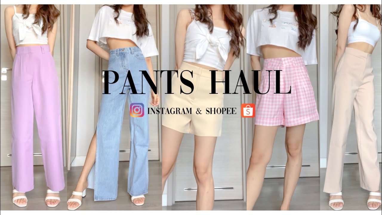 เสื้อยืด oversize เกาหลี ขายส่งประตูน้ำ 2022 Update Haul pants✨ รีวิวกางเกง16ตัวใน instagram \u0026 shopee ราคาน่ารักแต่ไม่เท่าเราหรอก😗