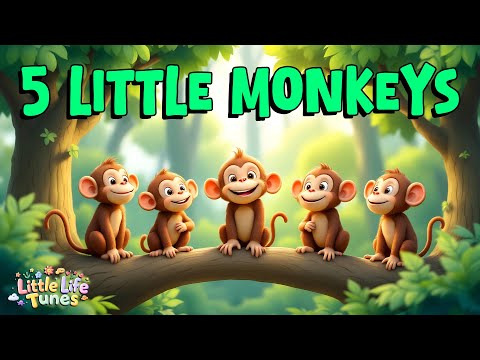 5 Little Monkeys 🐵 | Fun Counting Song for Kids | Nursery Rhymes